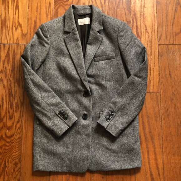 Everlane Wool Blazer Gray Herringbone - Picture 2 of 5